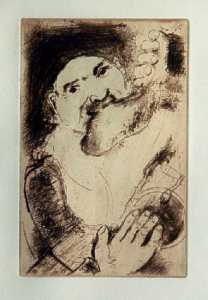 [Grossbild Chagall Original-Radierung in Rtel La Gourmandise - Die Vllerei #R12r]